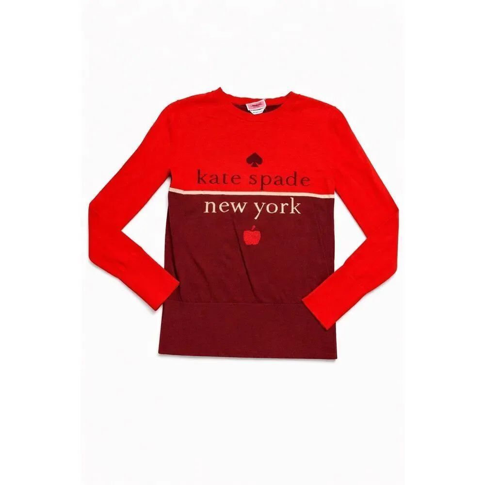 Kate Spade New York Red Colorblock Logo Sweater Size XXS New